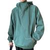 Men Fall Spring Hoodie Drawstring Loose Thick Patch Pocket Long Sleeve Casual Hooded Pullover Daily Mid Length Hoodie Elastic Cuff Top