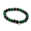 Stones and Minerals. Labradorite + Malachite Beaded Bracelet 8 Mm. Made In France.