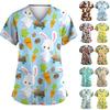 Women's Valentine's Day Printed Loose V-Neck Pocket Short Sleeve Uniform Uniform