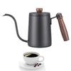Ручной капельный чайник для кофе с деревянной ручкой и гибкой шеей из нержавеющей стали 304, черный