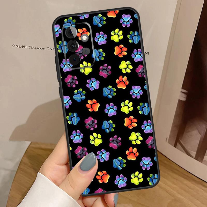 Dog foot print Paw Colorful Pattern Phone Case For Samsung Galaxy A32 A52 A12 A53 A33 A23 A13 A54 A34 A14 A51 A15 A25 A35 A55