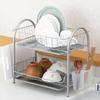 Wahei Freiz Iron Dish Drainer, Plonge, 2-Tier, Powder Coated, with Cutlery Pocket and Cutting Board Holder, PM-9017