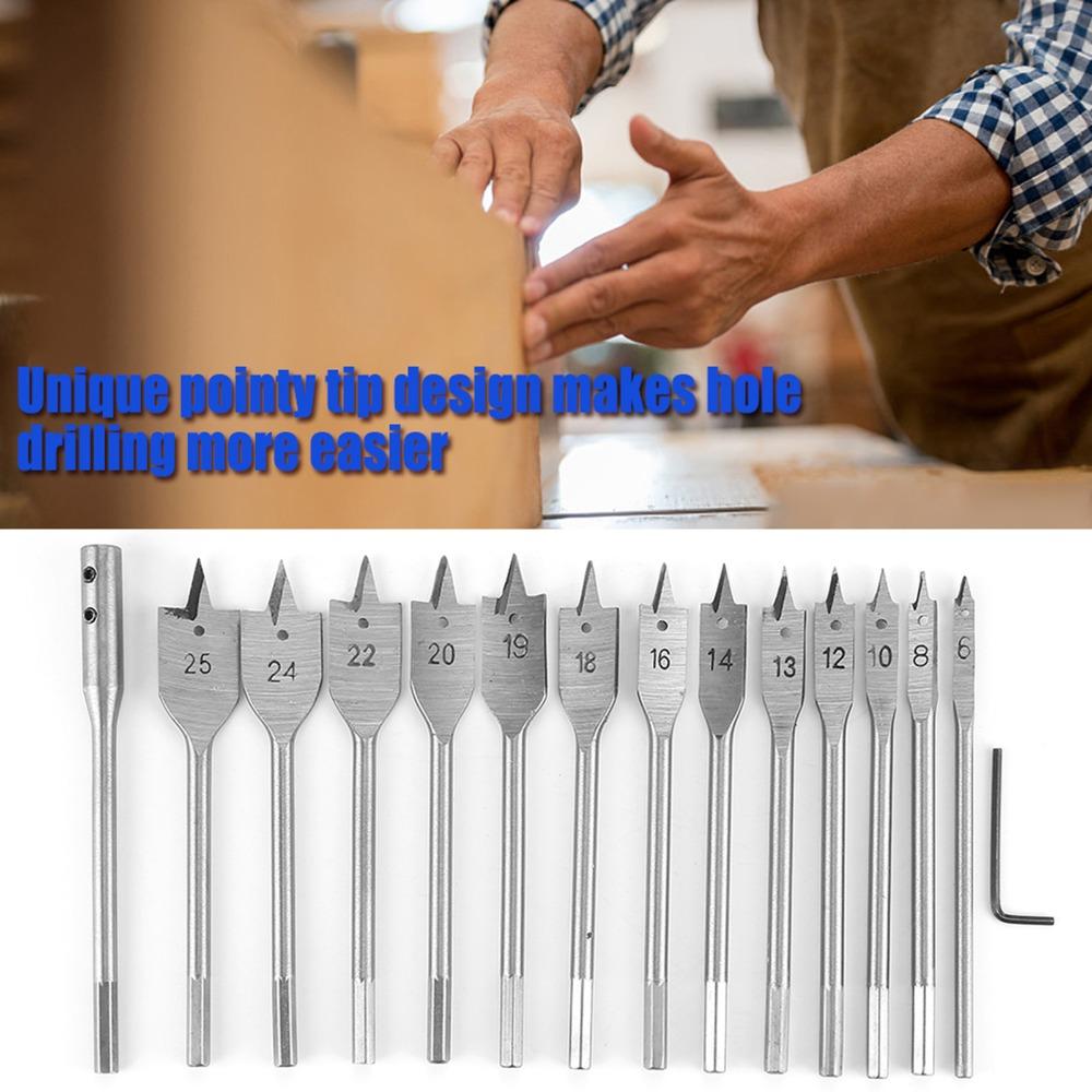 15pcs Carbon Steel Spade Drill Bit Set 6-25mm Wood Drill Bit Set For Wood Drilling