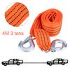 4 Meter Load 3 Ton  Car Trailer Towing Rope Strap Tow Cable with Hooks Emergency Vehicle Tool
