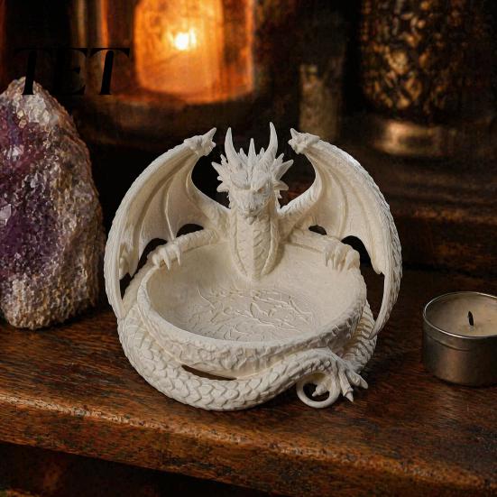 Tabletop Trinket Tray 3D Printed Dragon Jewelry Tray, Fantasy Catchall, Gothic Key Handmade Resin Alternative Holder, Medieval Desktop Storage