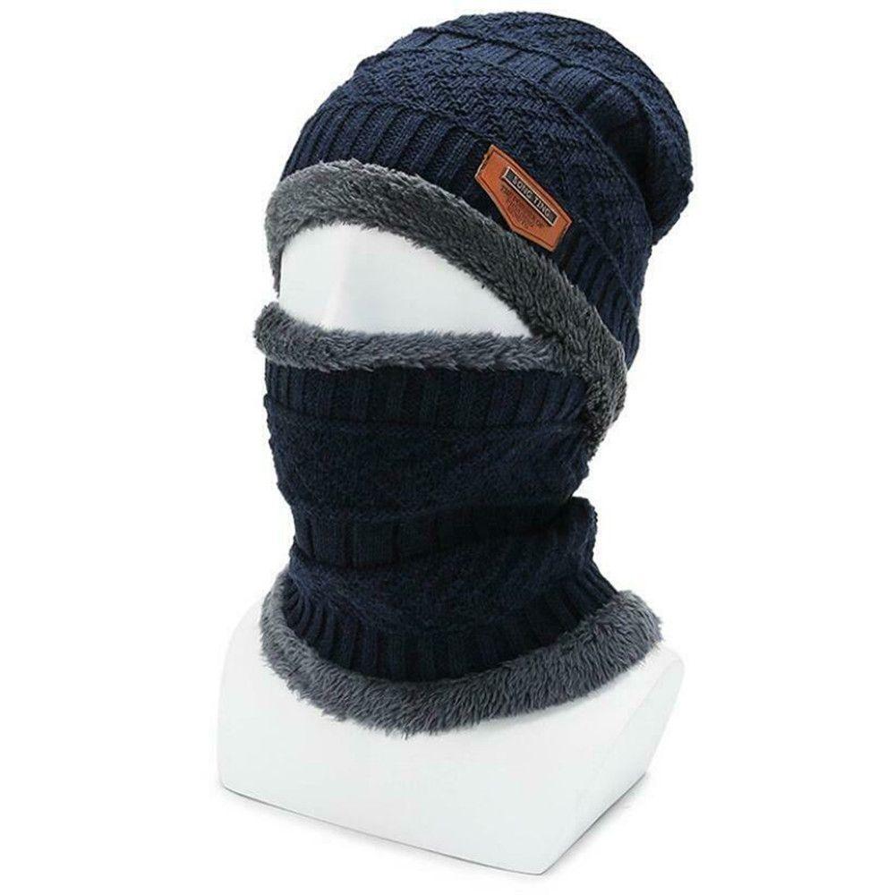 Теплая флисовая мягкая вязаная шапка Балаклава Шарф на шею Шапка Бини Шарф
