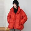 Зима 2024 Зимняя новая женская свободная куртка большого размера с воротником-стойкой из белой утиной пуховики, маленькая куртка-пуховик