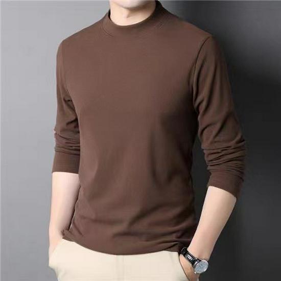 Men's Solid Color German Velvet Thermal Turtleneck Long Sleeve Shirt