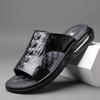 Летняя новая обувь для мужчин, сандалии из натуральной кожи, мужские сандалии с принтом крокодила, повседневные шлепанцы, шлепанцы с воздушной подушкой, крутая пляжная обувь для мужчин