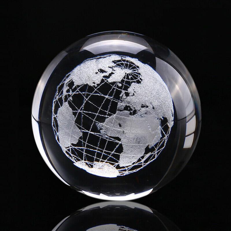 Crystal 60mm 3d Ball Glass Laser Engraved Miniature Sphere Home Gift Decor