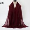 New Fashionable Women's Long Crinkled Cotton Linen Scarf with Tassel Edge - Solid Color Shawl