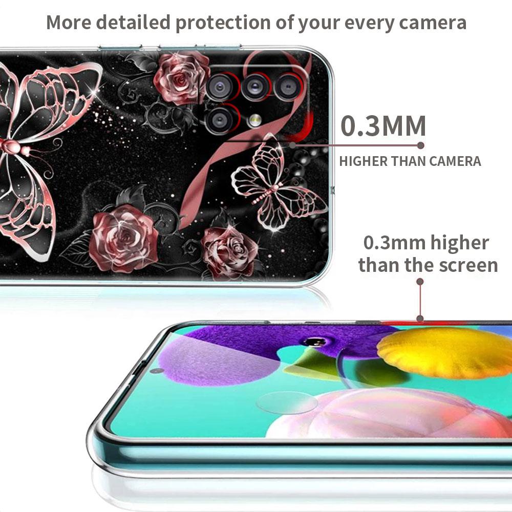 Прозрачный чехол для Samsung Galaxy A52 A12 A51 A32 A21s A71 A32 A22 50 A70 A31 A72 5G чехол для телефона Красивая розовая бабочка