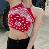 Women Backless Camis Summer Sleeveless Print Slim Fit Bottomed Vest Sling Short Tank Tops