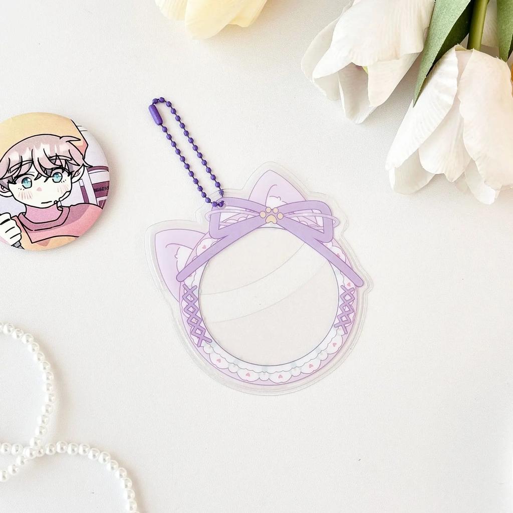 Kawaii Cat Ear Bow Lace PVC Badge Holder for 58mm Pin Badge Japanese Anime Game Baji Cover Pain Bag Backpack Key Chain Pendant