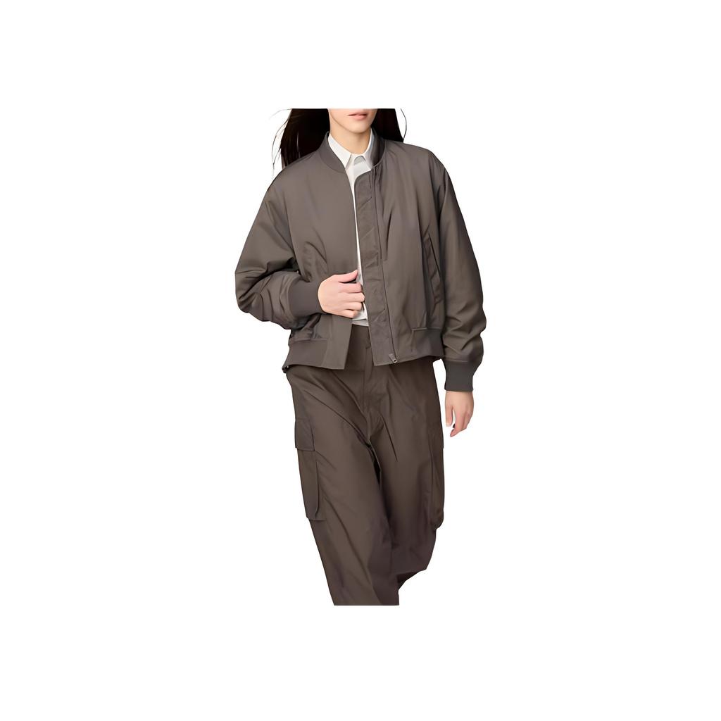 Uniqlo × Коллаборация Клэр Уэйт Келлер Серия C Повседневная Свободный крой На молнии Стойка-воротник В рубчик Двойной карман Куртка Женские куртки Оливковый 474936-56