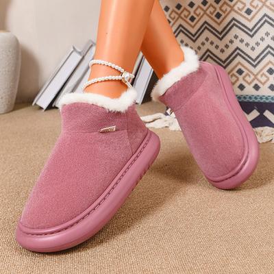 Модные зимние плюшевые ботинки для снега для женщин 2025, теплые ботинки на платформе, на хлопковой подкладке, женские удобные ботинки на мягкой подошве, пушистые ботильоны