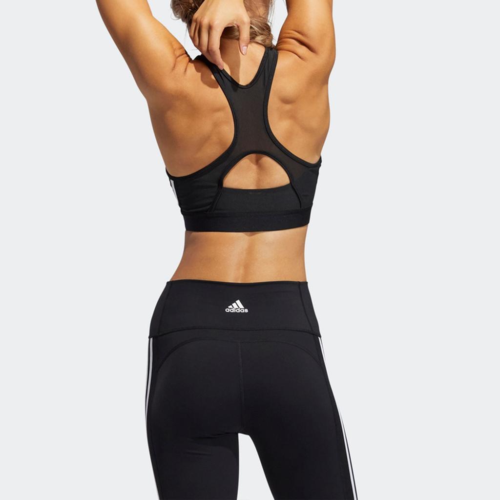 Adidas Bt 3s Rib Bra Color Block Three Stripes Medium Support Sports Bra Women Underwear Black GL0570