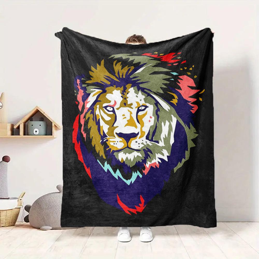 Lion Art Flannel Blanket Throw Blanket Soft Warm Sofa Bed Camping Car home Decor Unique Christmas Gift C93020