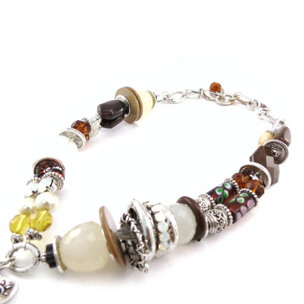 Les Trésors De Lily [E0644] - Дизайнерское колье "Душка" бежево-коричневый