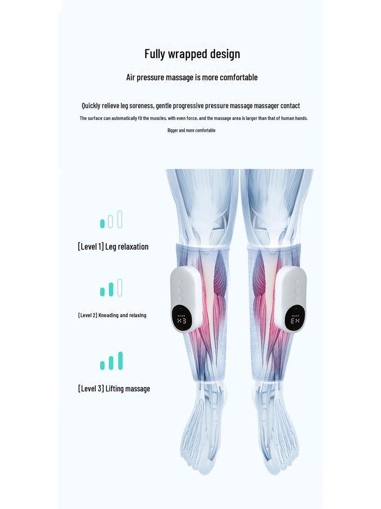 Многофункциональный массажер для ног с горячим компрессом и давлением воздуха для похудения и облегчения боли в икрах