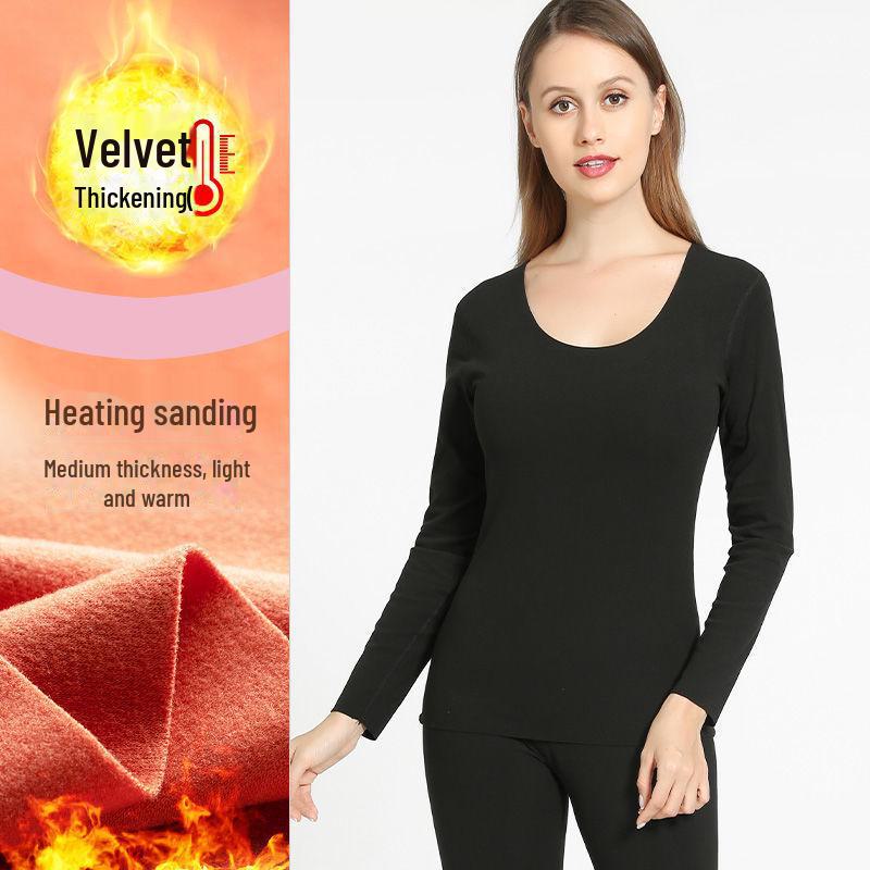 Мужской бесшовный комплект термобелья с V-образным вырезом - утолщенный бархат на осень/зиму 2023 г.