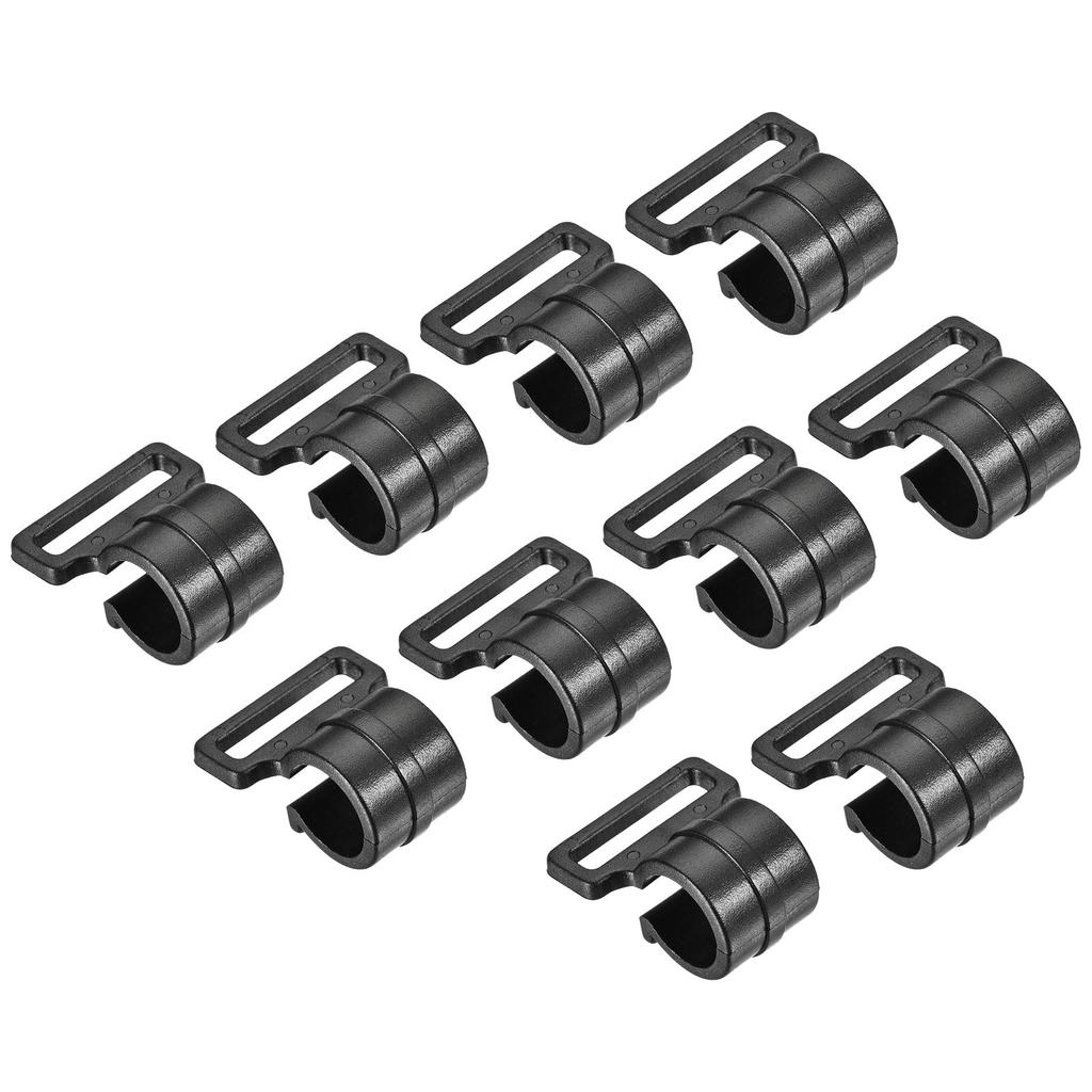 M METERXITY Set of 10 Clamps for Tent Pole Plastic Clip Tent Hook Awning Clamp Fastener Suitable for Camping Hiking C-Clip - (11mm Black)