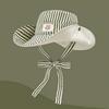 Spring and Autumn ins Fresh Striped Fisherman Hat Women's Casual Versatile Windproof Mountaineering Hat Show Washbasin Hat