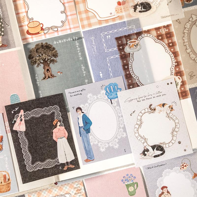 Journal GO 16pages Light Dream Freehand Sketching Stickers for Collage Junk Journal Scrapbooking Decoration Vintage Decals