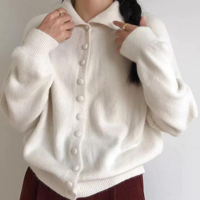 Autumn Winter Turtleneck Knitted Cardigan Women's Sweater Fashion Elegant Loose Long Sleeve Jackets New Retro Korean Style Office Casual Simple Coats