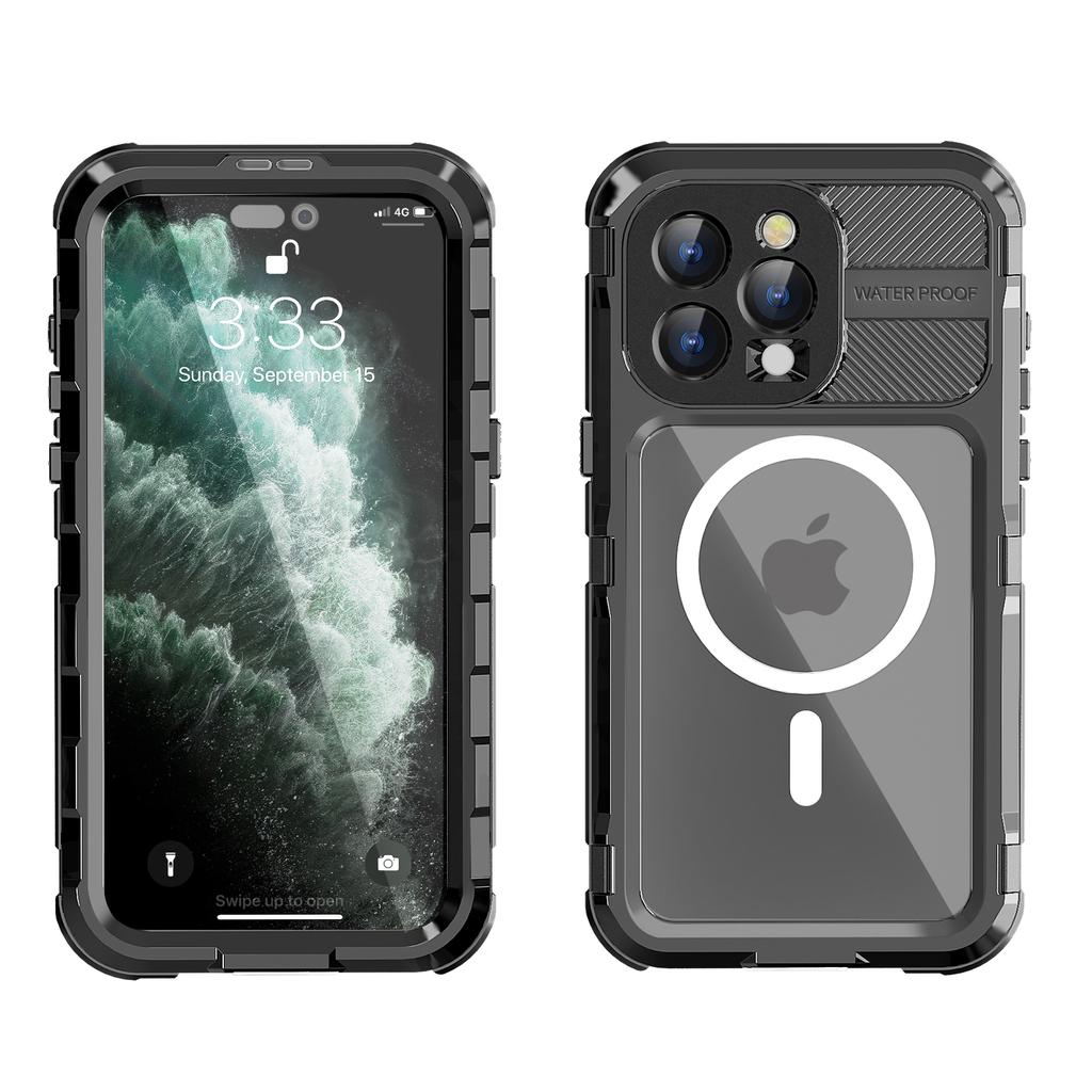 SHELLBOX M Series for iPhone 15 Pro Waterproof Case Compatible with MagSafe Aluminum Alloy IP68 Diving Case