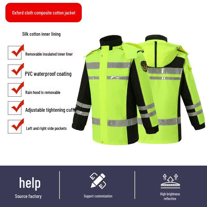 Светоотражающее зимнее дождевик для дорожной службы - Толстая подкладка для защиты от холода
