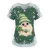 Women's Fashion Clothing Christmas Series Snowman 3D Printing Nurse Work Suit V-neck T-shirt Pocket Women's Short Sleeve Top