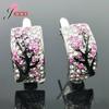 Colorful Cubic Zirconia Hoop Earrings For Women 925 Sterling Silver Plant Plum Flower Earrings For Women/Girls Fashion Jewelry