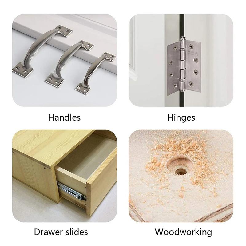 1Pc/2Pcs HSS Self Centering Hinge Twist Drill Bits 9/64" 5mm Window Doors Screw Hole Saw Woodworking Reaming Cabinet Tool Set