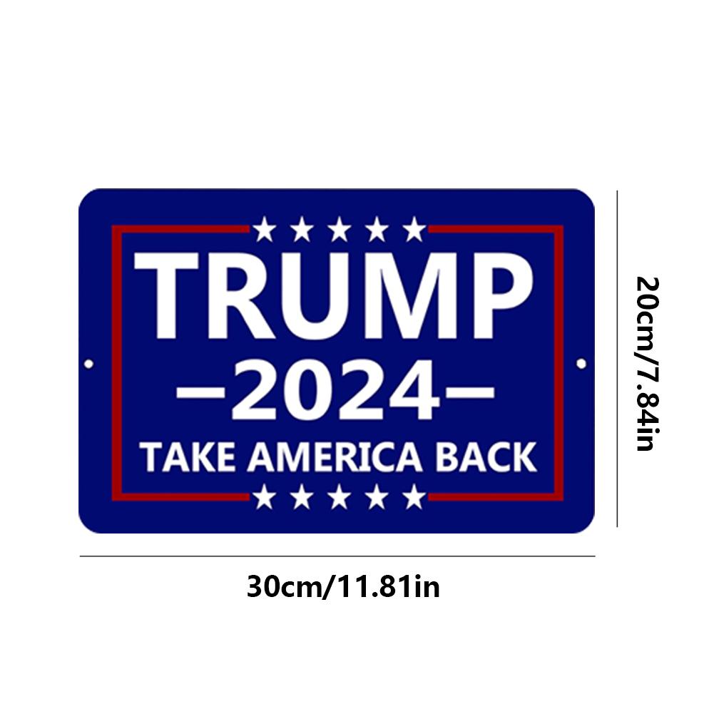 Vintage Metal Plate Trump 2024 Rectangular Iron Painting Wall Home Decor30x20cm