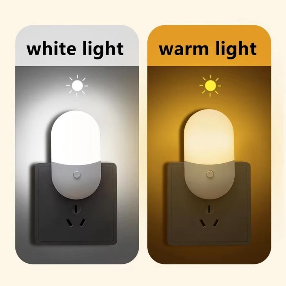 Energy Saving Night Light Plug-in LED Feeding Socket Lamp Indoor Lighting Bedroom Night Bedside Lamp EU Plug Two-color