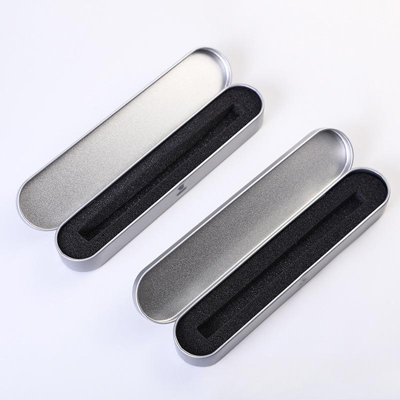 Креативный металлический пенал: Черно-серебряная прямоугольная жестяная коробка-раскладушка для студентов