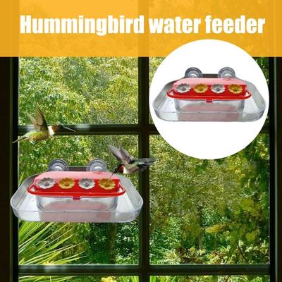 Кормушка для колибри на окно, пластиковый поднос для кормления птиц с 4 портами для кормления, прочная присоска, кормушка для колибри для улицы