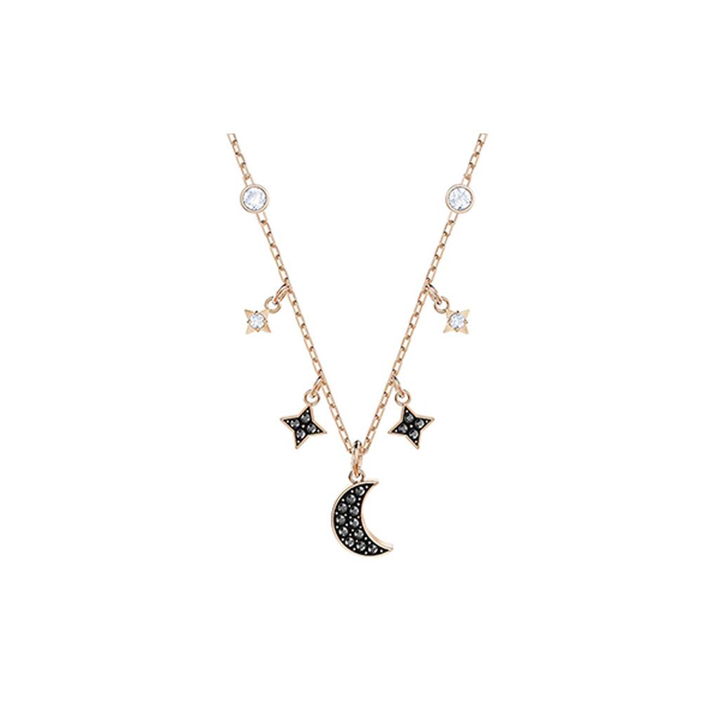Swarovski Ожерелья Symbolica с искусственными кристаллами, покрытие розовым золотом, женские, черные