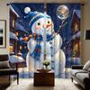 2 Pieces of HD Snow Night Warm Snowman Decorative Curtain White Tie Digital Printed Curtain Home Decoration Style Decoration Liv