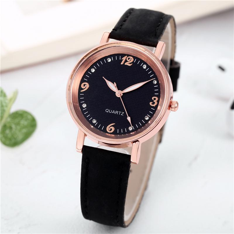 Arabic Dial Watch Women's Casual Leather Band Analog Quartz Watches