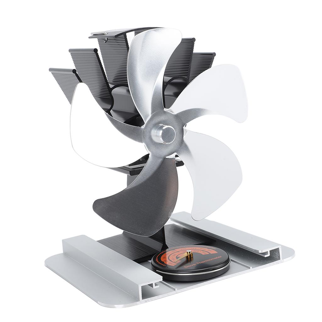 Тепловой вентилятор для печи, 5-лопастной вертикальный вентилятор из алюминиевого сплава для камина с тепловым приводом