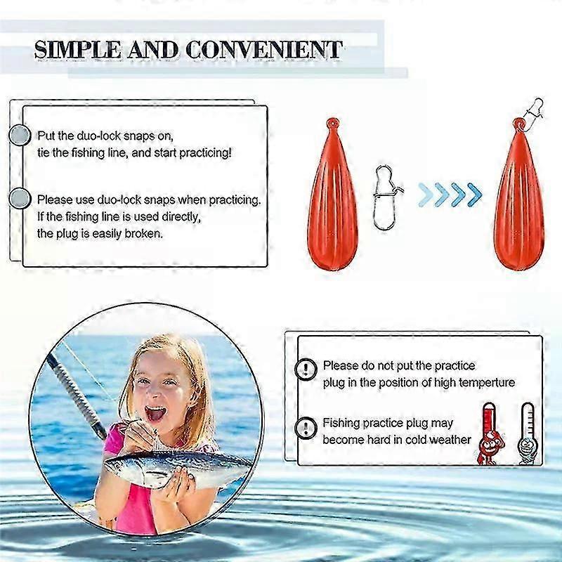 Fishing Practice Plug Fishing Casting Plug Baitcasting Rubber Practice Plug Suitable for Improving Casting Skill 6Pcs