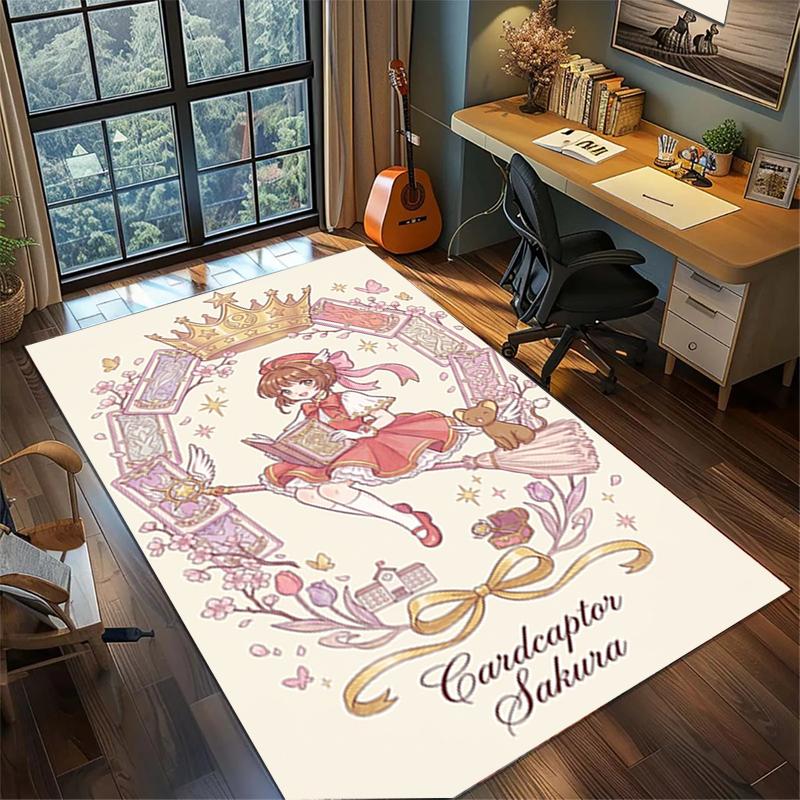 Декор для комнаты геймера и спальни Коврик с изображением Cardcaptor Sakura, нескользящий, моющийся, для большой площади—kwq5