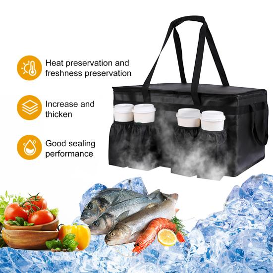 Insulated Lunch Bag with with Drink Carrier Food Delivery Bag Insulated Grocery Bags Food Carrier Catering Bag Cooler Bags