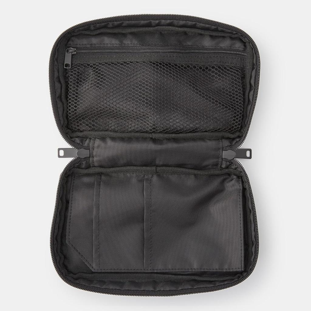MUJI Nylon Book Shaped Pouch Black - Approx. 20.5 x 12 x 4cm, Japan