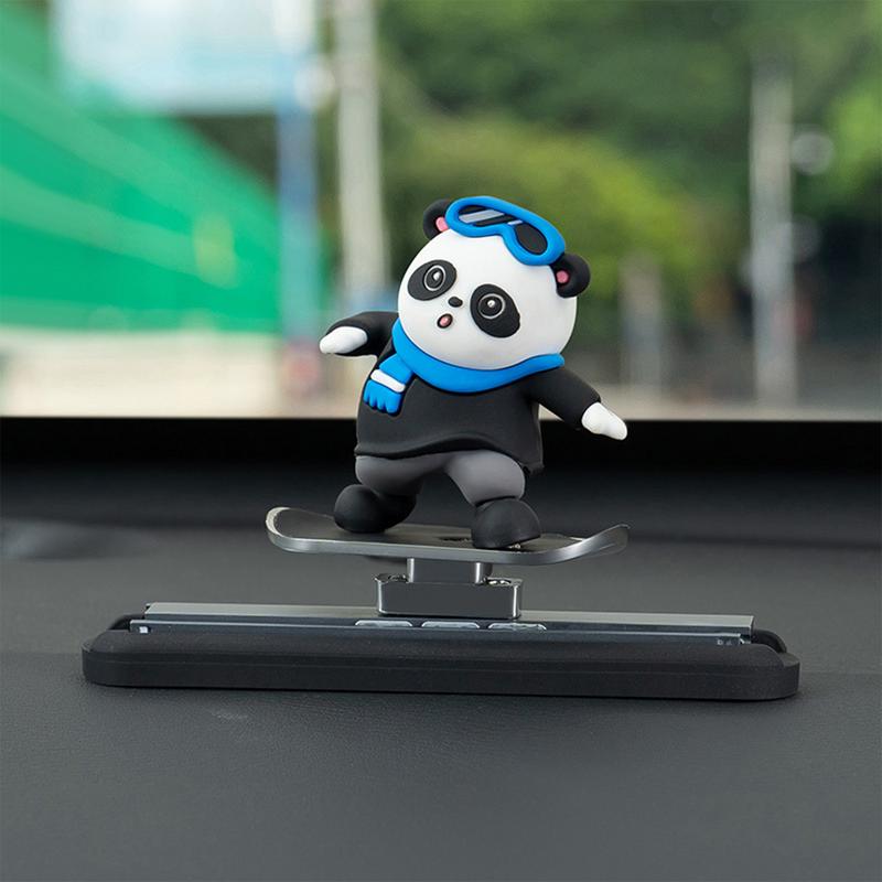 Car Skateboard Bear Decoration Cartoon Bear Skateboard Doll Car Decoration Funny Skater Bear Car Dashboard Decorations For