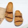 New Men's Summer Suede Double Buckle Cork Slippers Cool Breathable Anti-slip Outdoor Trendy Beach Garden Shoes