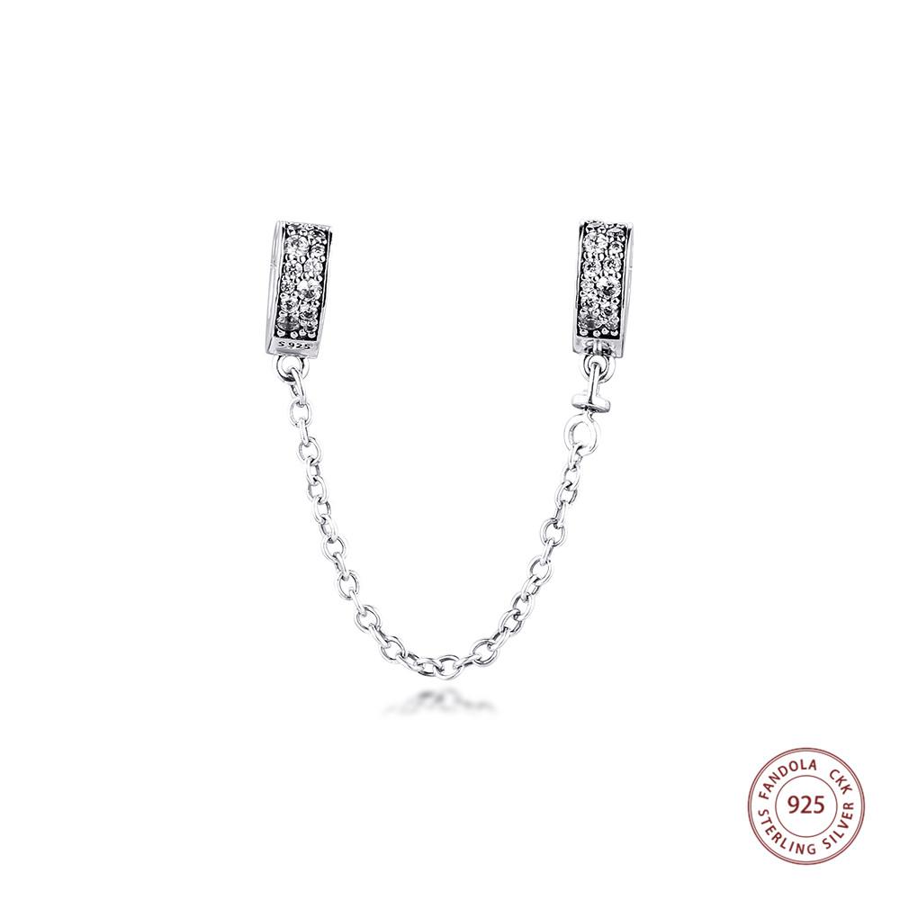 Аутентичные 925 пробы серебра, сверкающие дуги любви, защитная цепочка, подвески, бусины для изготовления ювелирных изделий, подходят для оригинальных браслетов