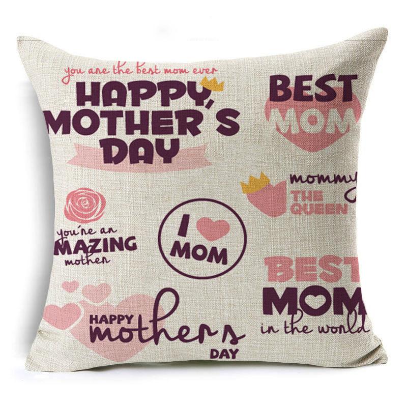 Новый подарок на День матери Текст Любовь Узор Наволочка Лен Принт Декоративная подушка Наволочка